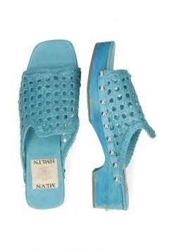Melvin & Hamilton MARIA GOAT RIVETS Mules Turquoise Femme -Melvin & Hamilton Soldes 8983d29ba8b048ba871888203e87c476
